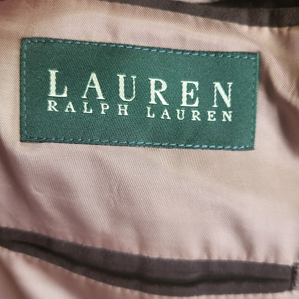 Lauren Ralph Lauren Herringbone Tweed Brown 100% Lambs Wool Mens Suit Blazer 40L - Picture 11 of 12
